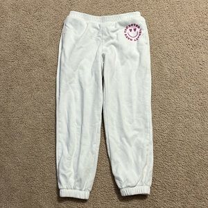 White Sweatpants w/ Pink Corner Design